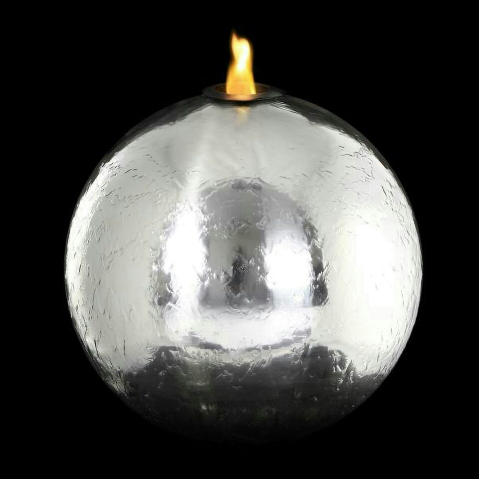 image 1 of Primrose Stainless Steel Sphere Fire Water Feature with Reservoir 50cm