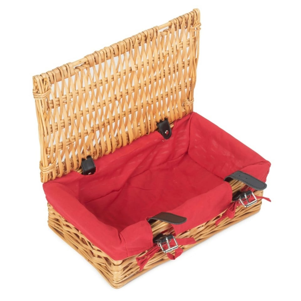 image 1 of 34cm Packaging Wicker Picnic Basket with Lining | Red | Red | One Size
