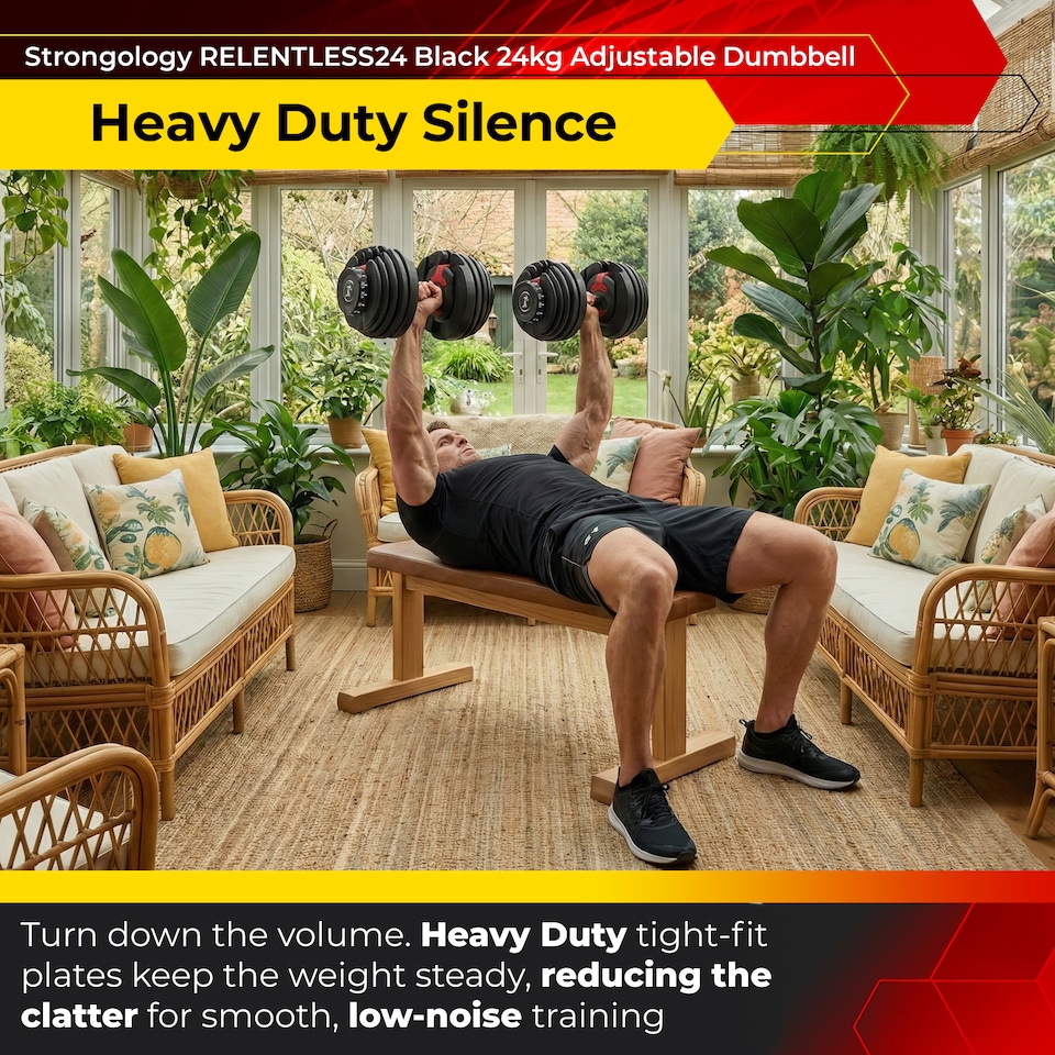 image 1 of Strongology Relentless24 Home Fitness Single Adjustable Smart Dumbbell from 2.5kg up to 24kg Training Weights
