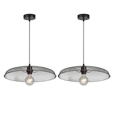 Set of 2 Cassidy - Large Black Mesh Ceiling Pendant Lights | Black | 2
