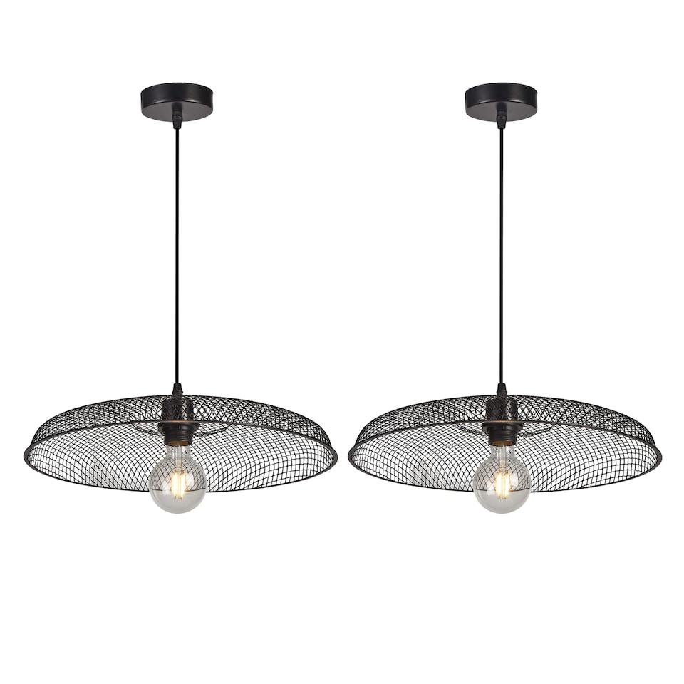 image 1 of Set of 2 Cassidy - Large Black Mesh Ceiling Pendant Lights | Black | 2