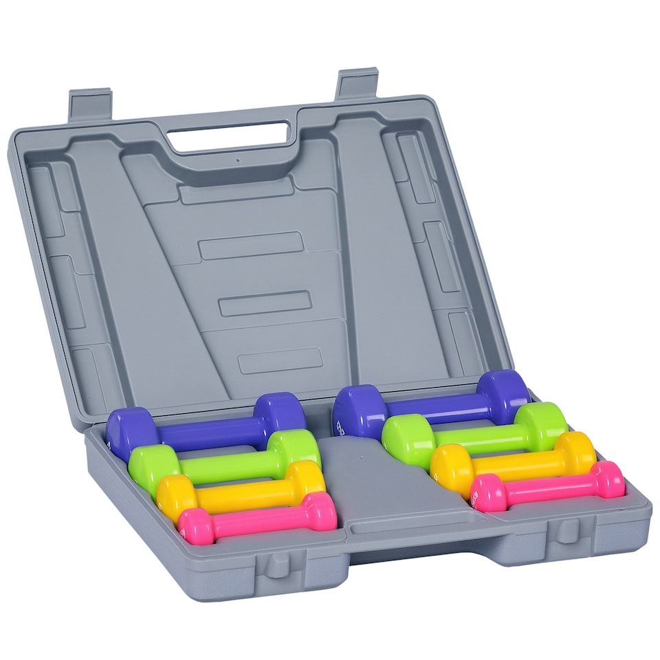 image 1 of HOMCOM 10kg Colourful Dumbbell Weights Set Home Exercising Toning w/ Case Gym