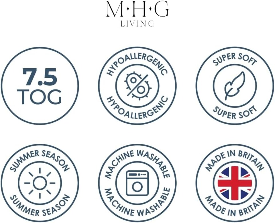 image 1 of MHG Living 7.5 Tog Summer Duvet – Lightweight Cooling Hollowfibre Quilt for Hot Sleepers-Double