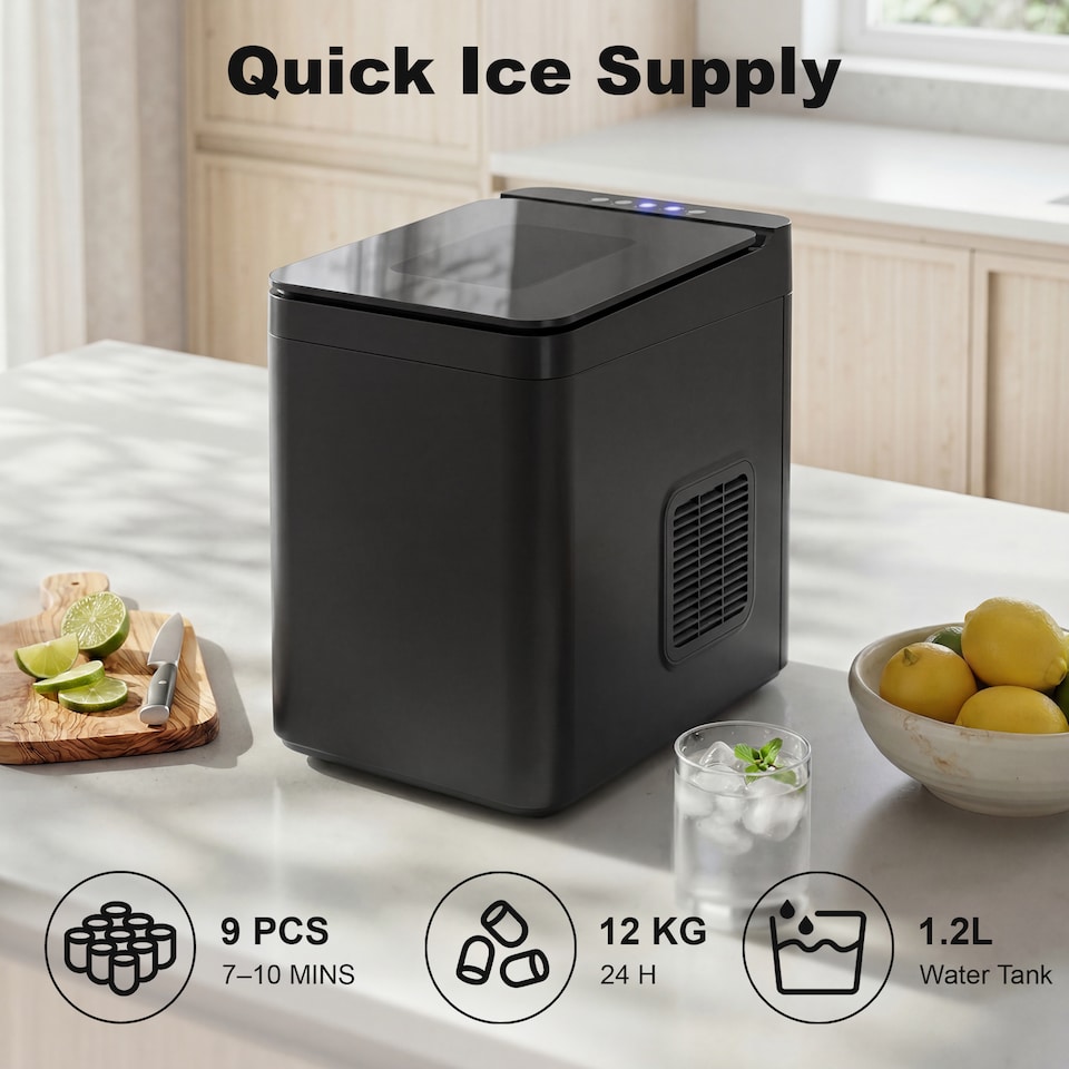 image 1 of HOMCOM Countertop Ice Maker Machine Compact Ice Cube Maker with Scoop Black