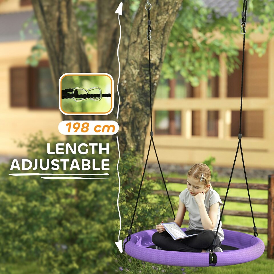 image 1 of AIYAPLAY Nest Swing Set, 100 cm Saucer Tree Swing Set for Kids, Purple