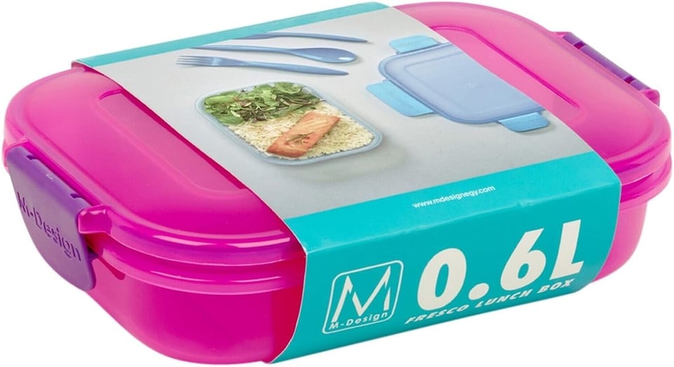 image 1 of Plastic Lunch Box Food Storage Air Tight Rubber Seal Container with Clip Lock 600ml | Pink | 6 Pink & Purple | 600 ml | 6