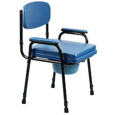 Padded Steel Commode Toilet Chair And Pan Height Adjustable Seat disability Aid