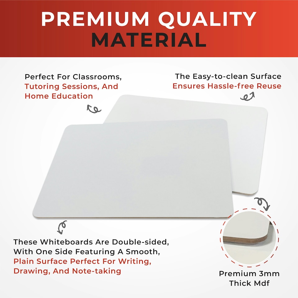 image 1 of Pack of 60 Rigid MDF Plain A4 Whiteboards