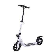 HOMCOM Folding Kick Scooter Hight-Adjustable Urban Scooter with Rear Brake, Double Shock Absorption System & 2 Big Wheels, For 14 older Teens Adult, White