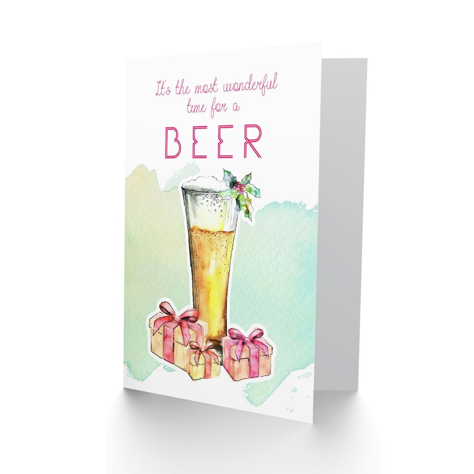 image 1 of Wonderful Time Beer Funny Pun Christmas Card