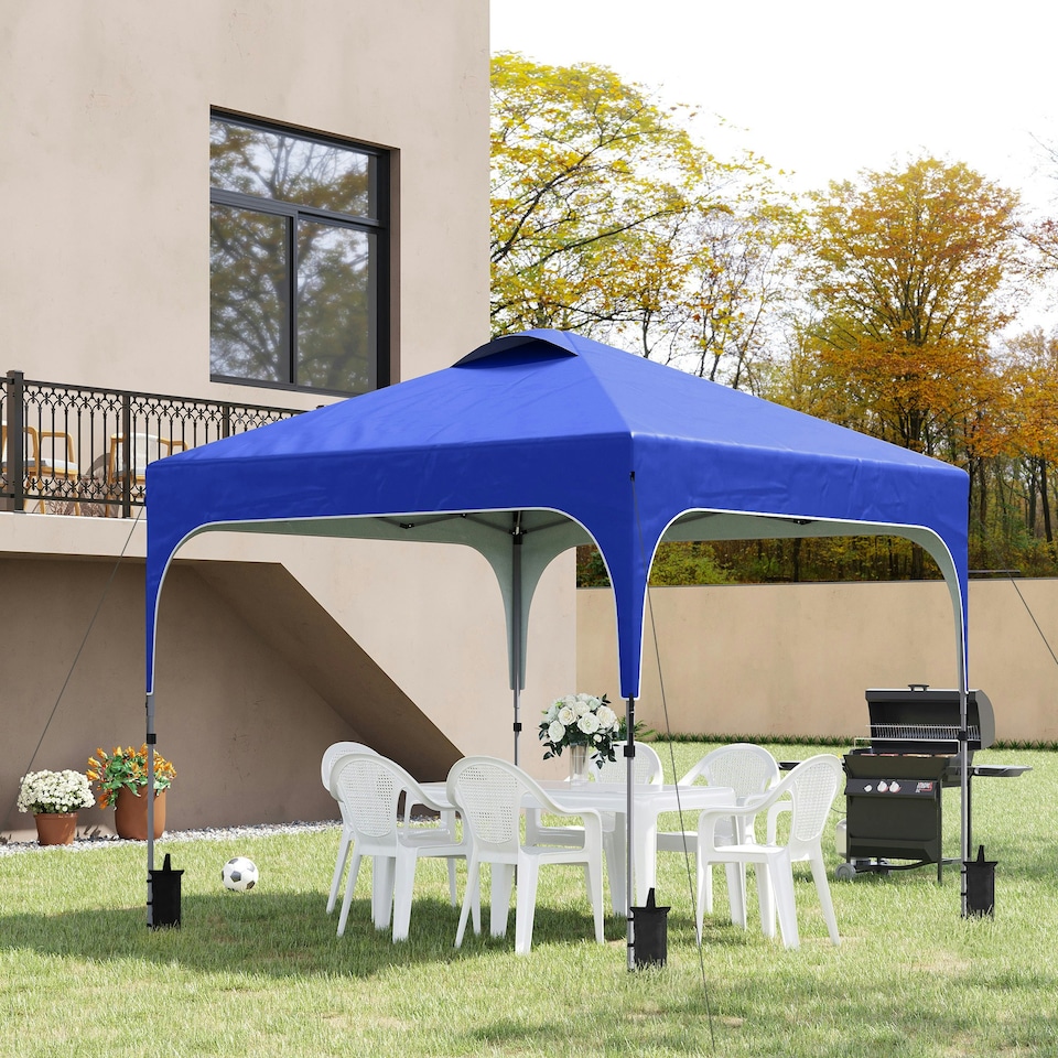 image 1 of Outsunny Pop Up Gazebo Foldable w/ Wheeled Carry Bag & 4 Weight Bags, Grey
