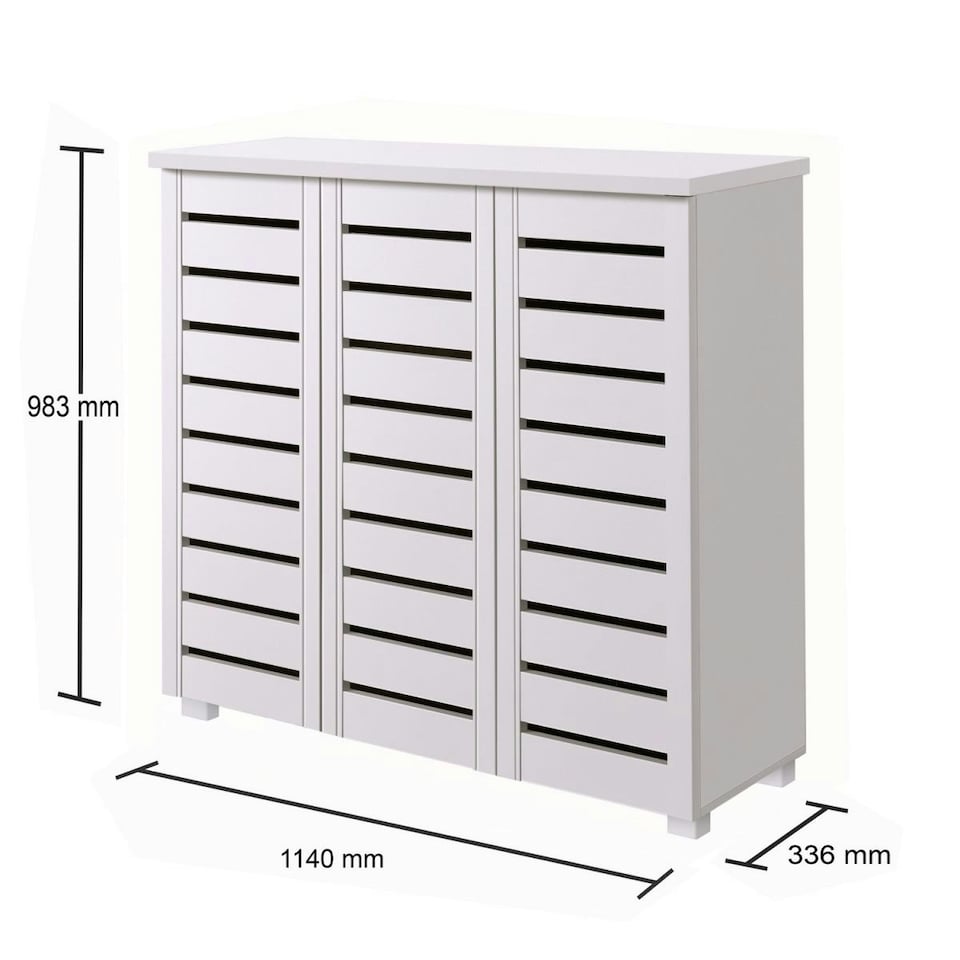 image 1 of Essentials 3 Door 5 Tier Shoe Cabinet White Finish