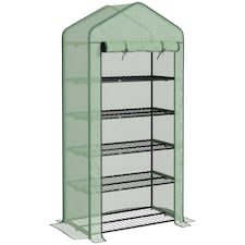 Outsunny Widened Mini Greenhouse 5 Tier Green House, 193H x 90W x 49Dcm, Green