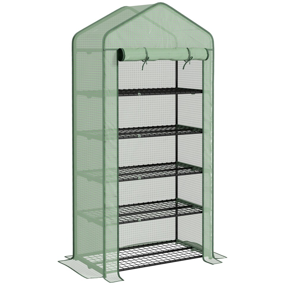 image 1 of Outsunny Widened Mini Greenhouse 5 Tier Green House, 193H x 90W x 49Dcm, Green