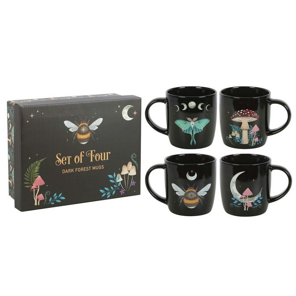 image 1 of Something Different Dark Forest Mug (Pack Of 4) - Black/Multicoloured - One Size