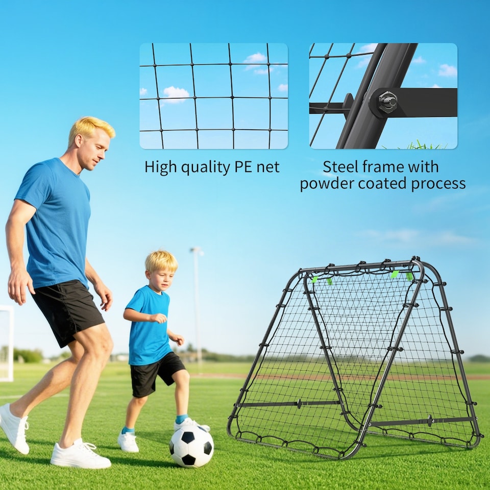 image 1 of HOMCOM Rebounder Net Football Target Goal with Adjustable Angles, Black