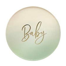 Sage Green Ombre Baby Round Paper Plates 23cm - Pack of 8