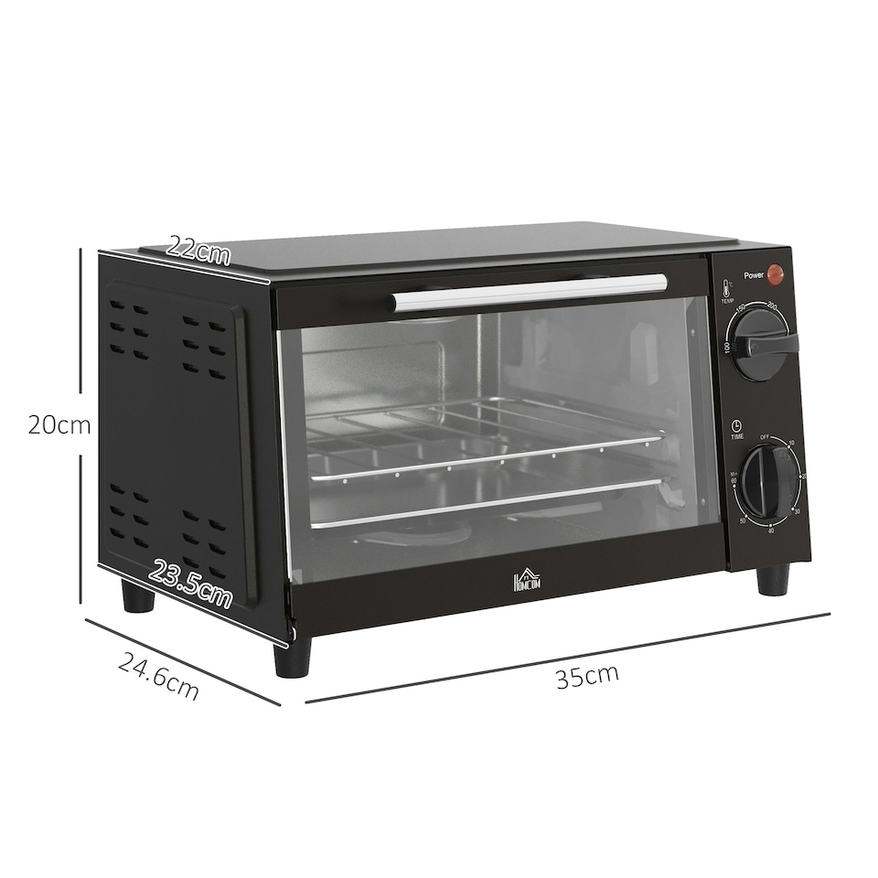 image 1 of HOMCOM Mini Oven 9L Countertop Toaster Oven with Timer Control 750W Black