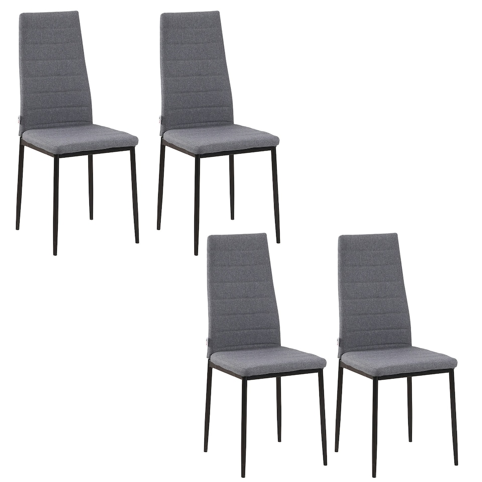 image 1 of HOMCOM Dining Chairs Upholstered Fabric Accent Chairs with Metal Legs, Set of 4