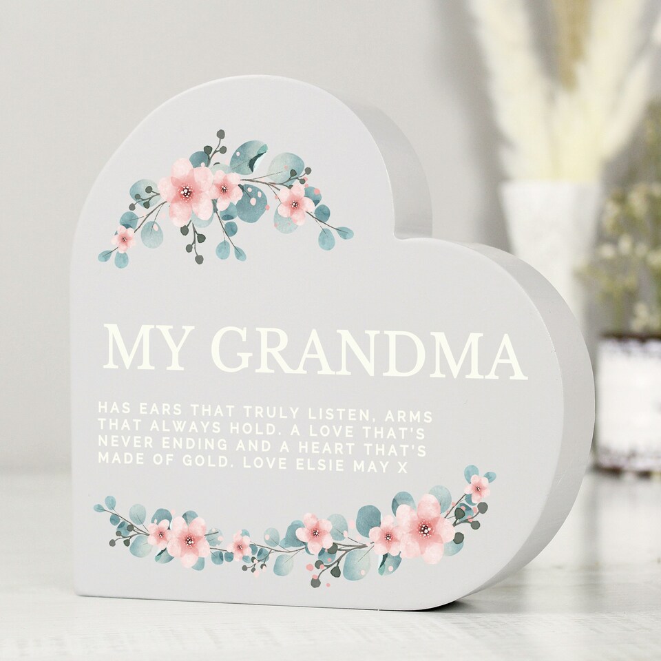 image 1 of Personalised Floral Free Standing Heart Ornament