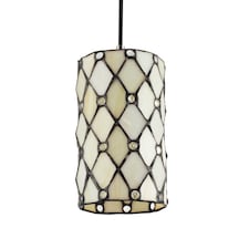 Traditional Cream Amber Tiffany Glass Pendant Lamp Shade with Small Clear Beads | Orange