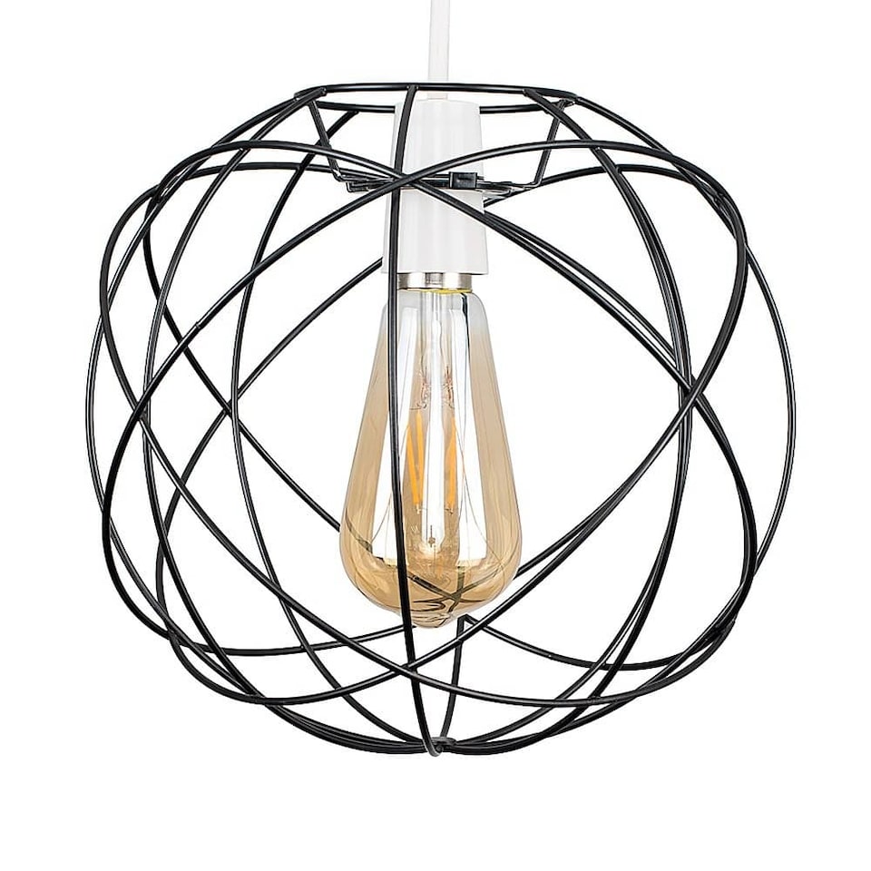 image 1 of ValueLights Rutherford Black Ceiling Pendant Light Shade & Bulb | Black