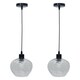 image 1 of First Choice Lighting Set of 2 Bradson Clear Swirl Glass with Black Pendant Fittings Black | Clear