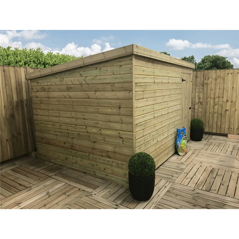 image 1 of 10 x 3 WINDOWLESS Garden Shed Pressure Treated T&G PENT Wooden Garden Shed + Single Door (10' x 3' / 10ft x 3ft) (10x3)