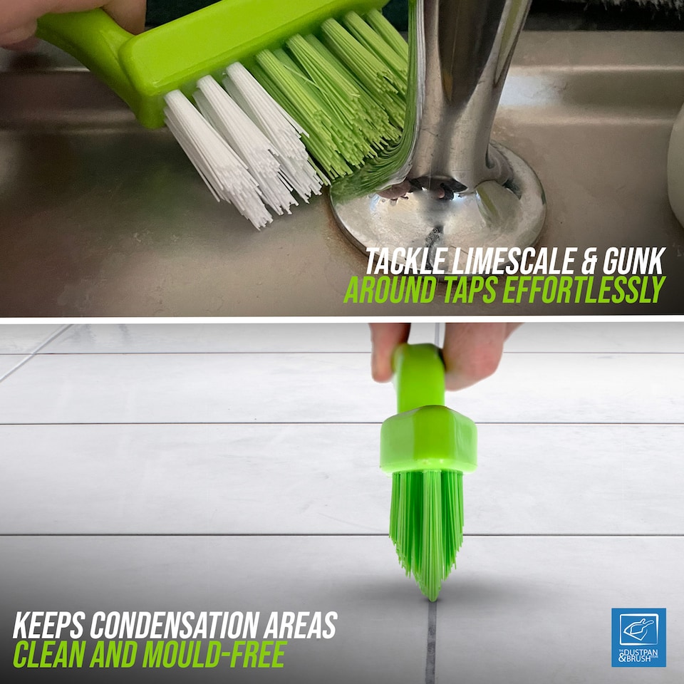 image 1 of Grout & Tile Cleaning Brush Set 3 in 1 Tool for Cleaning Bathroom Tiles and Showers