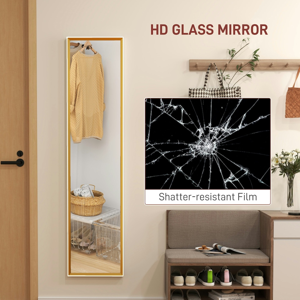 image 1 of HOMCOM Full Length Mirror Wall Mount Leaning Standing Mirror, White