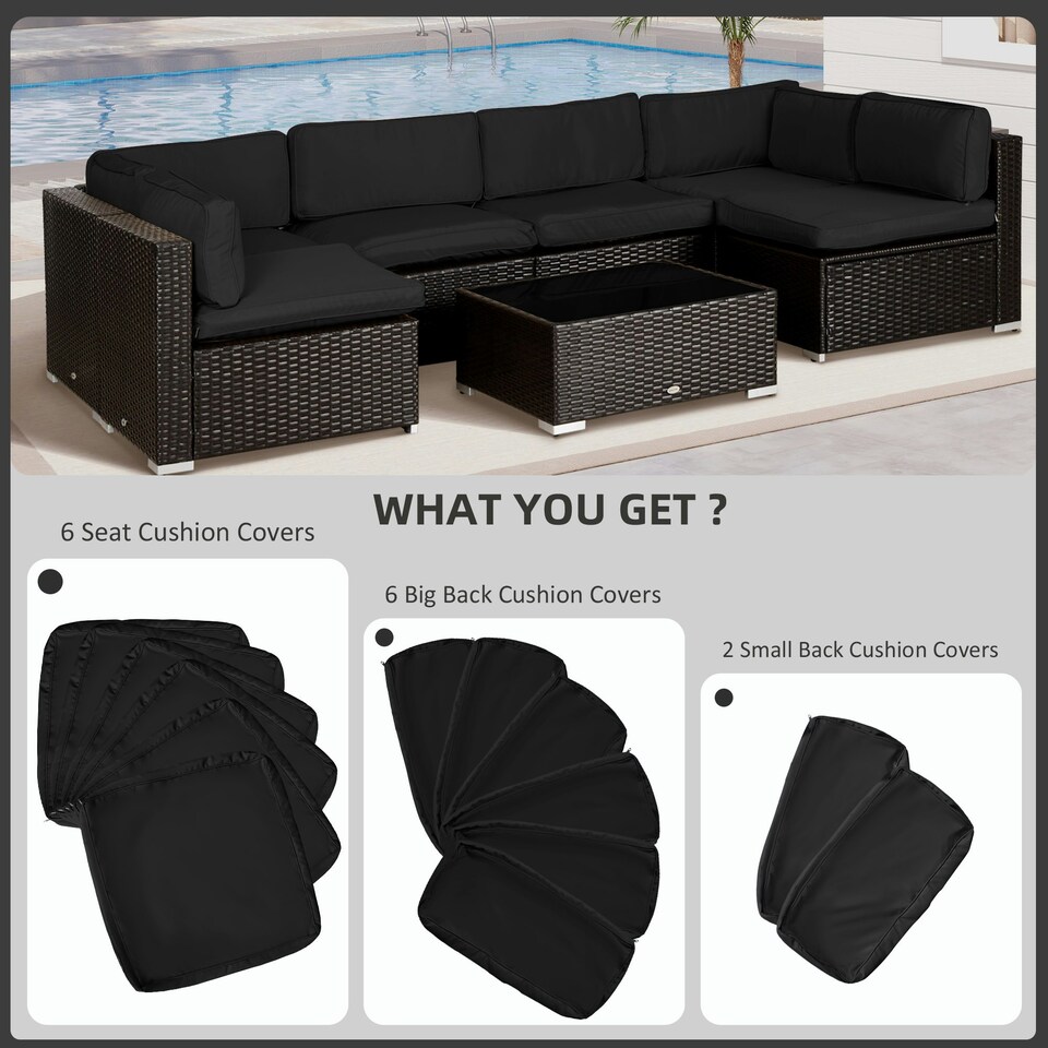 image 1 of Outsunny Garden Rattan Sofa Set Polyester Cover Replacement No Cushion
