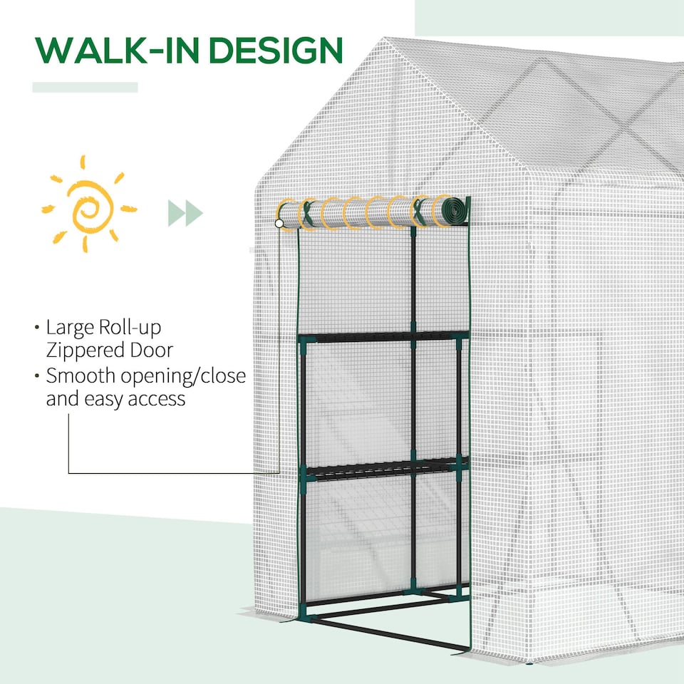 image 1 of Outsunny Greenhouse for Outdoor, Portable Gardening Plant Grow House w Shelf