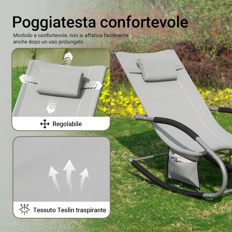 image 1 of SoBuy OGS28-HG,Outdoor Garden Rocking Sun Lounger Recliner