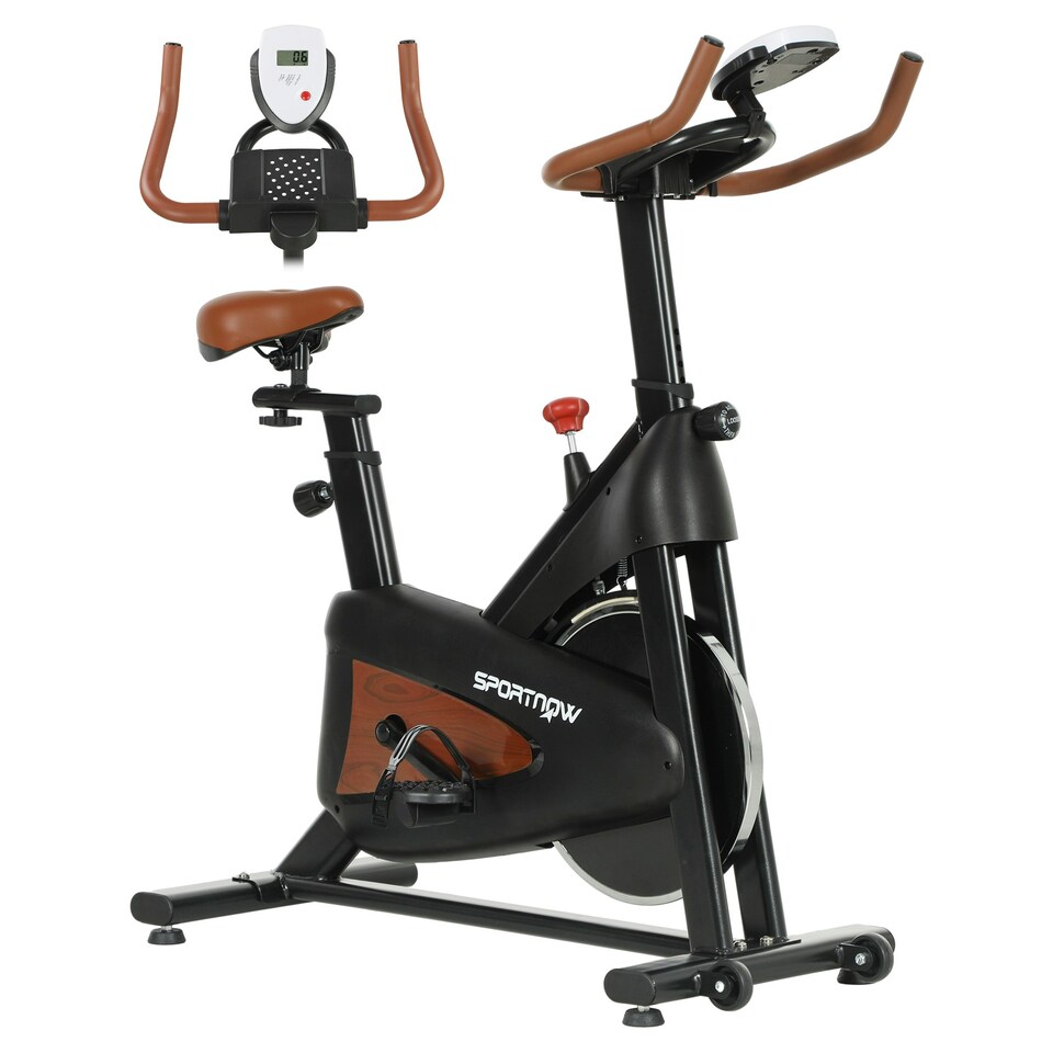 image 1 of SPORTNOW Quiet Stationary Exercise Bike with Adjustable Seat, Black