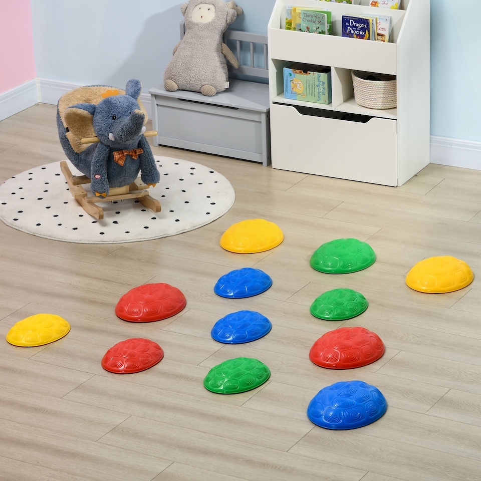 image 1 of ZONEKIZ 8PCs Balance Stepping Stones w Non-Slip Mats for Ages 3-8 Years