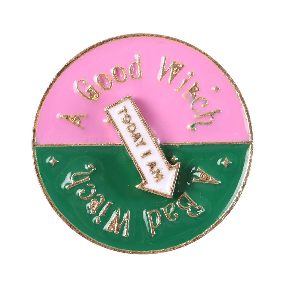 Something Different Which Witch Are You Spinning Badge Pink Pink/Green 1