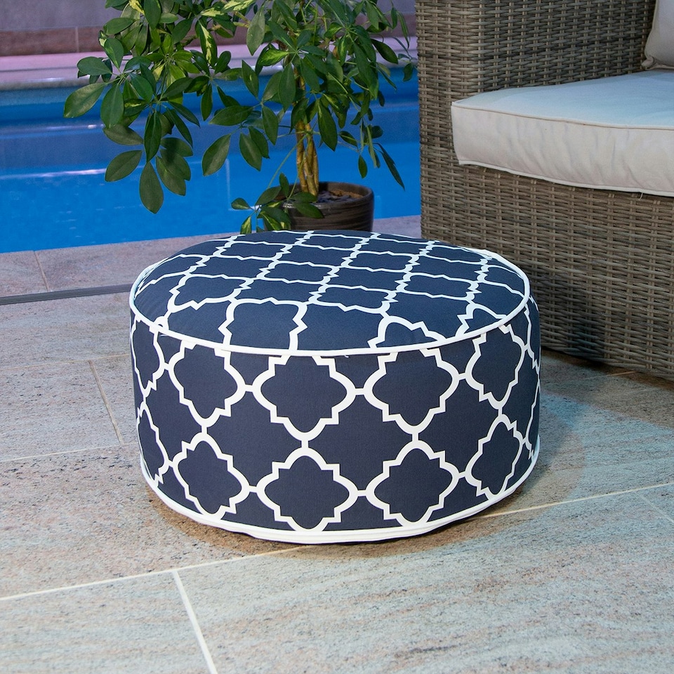image 1 of Charles Bentley Indoor/Outdoor Inflatable Foot Stool Pouffe Bean Bag - Navy