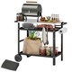 image 1 of Outsunny BBQ Trolley with Stainless Steel Top, Movable Barbecue Pizza Table