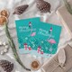 image 4 of Flamingo in Santa Hat Christmas Cards Set of 8 - A6 Size - Floral Snowflakes