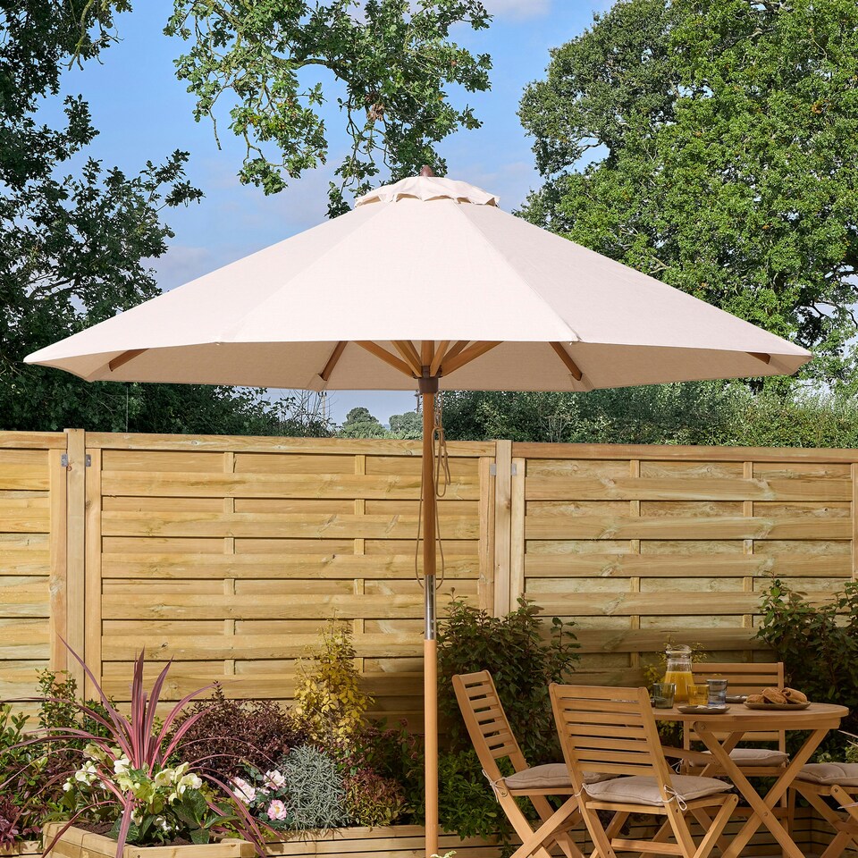 image 1 of Rowlinson Ashdown Wooden Parasol - 2.7M N/A | Natural