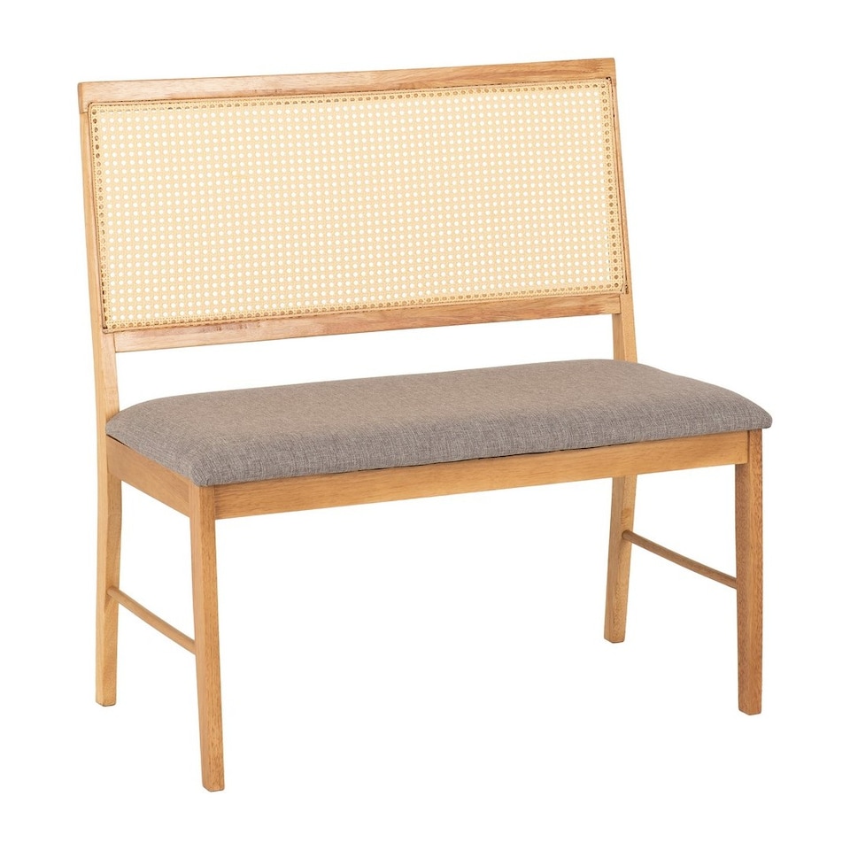 image 1 of Ellis Indoor Dining Bench - L52 x W89 x H92.5 cm - Oak Effect - Grey Fabric