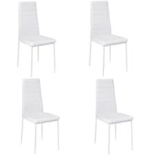 Living and Home Set of 4 Faux Leather High Back Dining Chairs - White