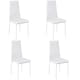 image 1 of Living and Home Set of 4 Faux Leather High Back Dining Chairs - White