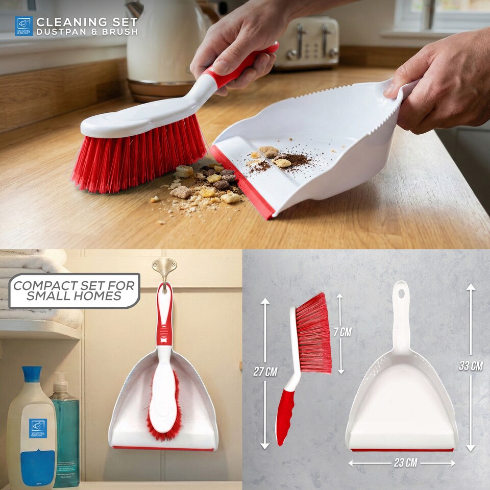 image 1 of Durable Bristles and Easy Sweep Dustpan and Brush Set