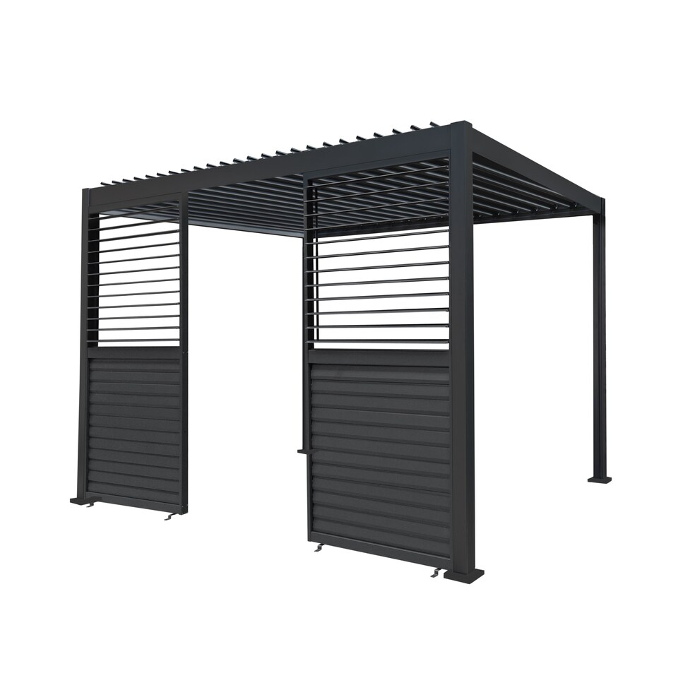 image 1 of Anthracite Aluminium Pergola With 2 x Shutter Panels - 3m x 3m