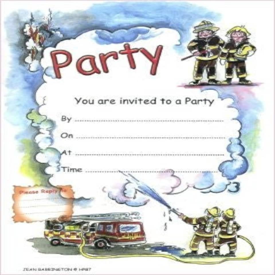 image 1 of Firemen Party Invitations - 20 Sheets & Envelopes