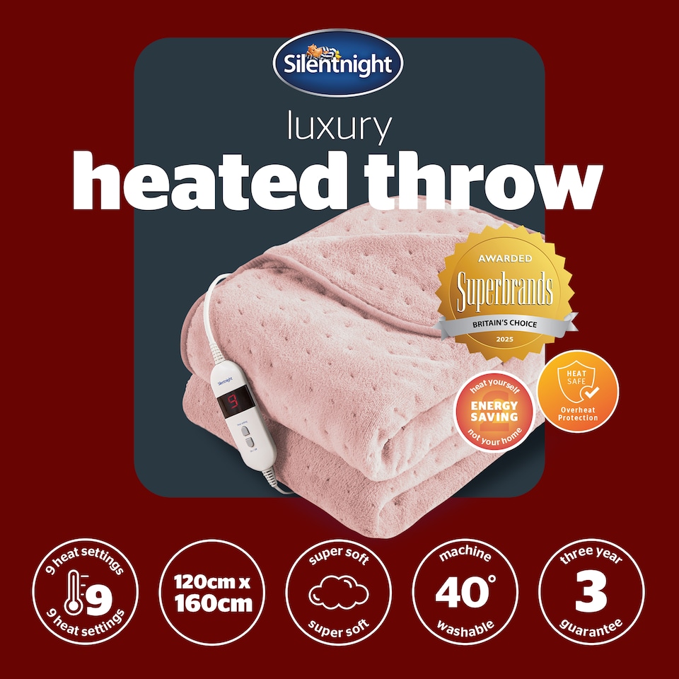 image 1 of Silentnight Comfort Control Heated Throw Fleece Electric Blanket Fast Heat Up