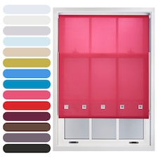 FURNISHED Roller Blinds Daylight Square Eyelet Light Filtering Easy Fit Trimmable Window Shade | Pink | Fuchsia