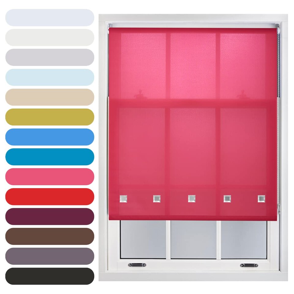 image 1 of FURNISHED Roller Blinds Daylight Square Eyelet Light Filtering Easy Fit Trimmable Window Shade | Pink | Fuchsia