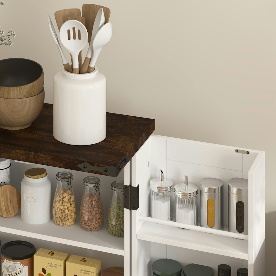 image 1 of HOMCOM Kitchen Cupboard Pantry Cabinet with Adjustable Shelves White